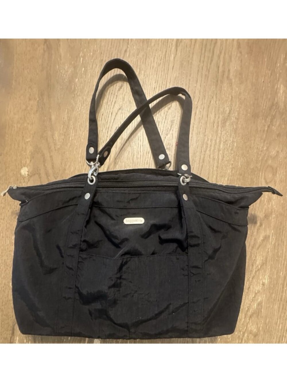 Baggallini Double Hand straps Shoulder Travel Tote Bag Black Olive Travel